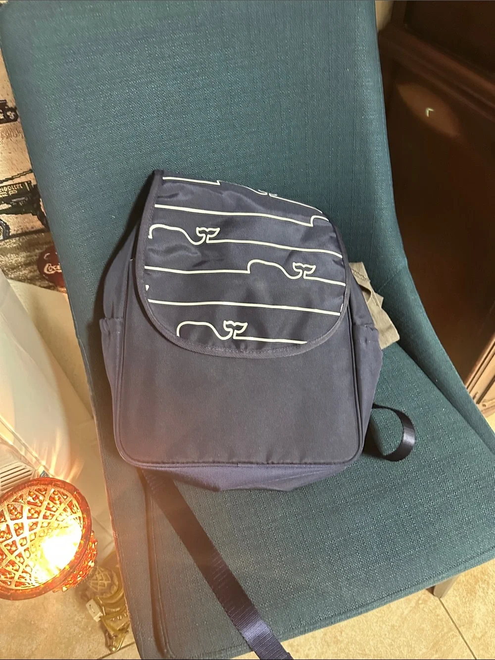 Navy blue Diaper Bag with Accent Pattern
